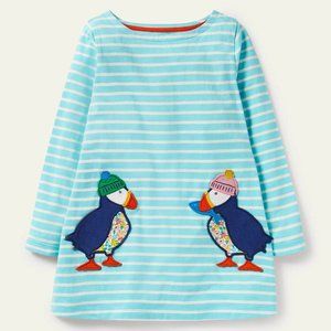 NWT Mini Boden Appliqué Puffins Pocket Tunic